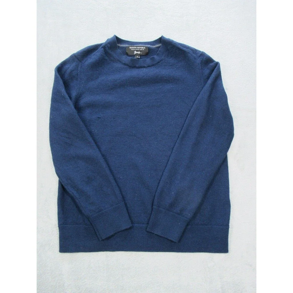 Banana Republic Sweater Men’s Large 100% Merino Wool Crew Neck Navy Blue